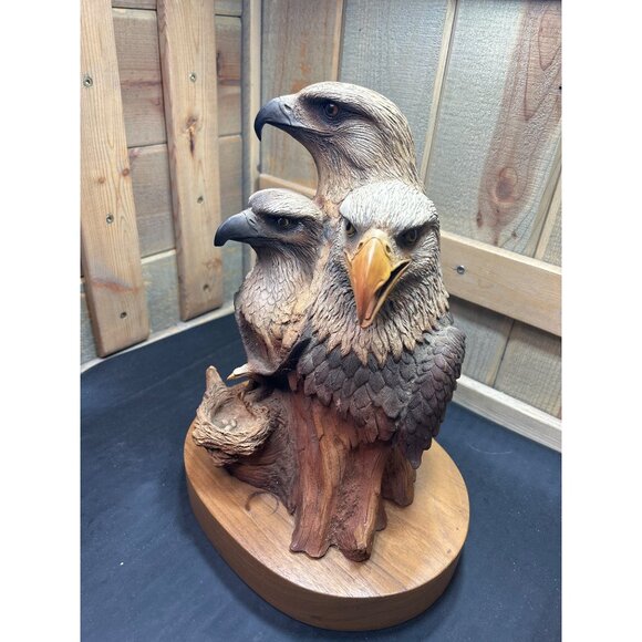 Neil J. Rose 1996 Limited Edition Sculpture "Birds Of Prey" Three Bald Eagles - Picture 3 of 12
